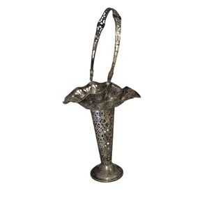 Vintage Silverplate Flower Basket Apollo EPNS Ornate Handle